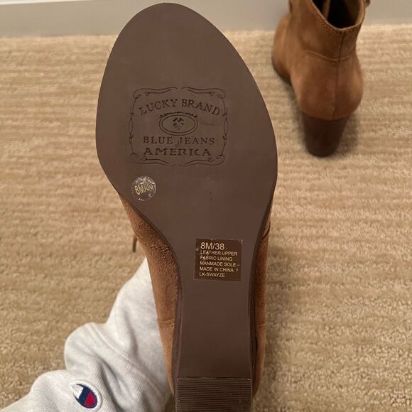 Lucky Brand Brown Suede Wedge Ankle Booties - Picture 6 of 6